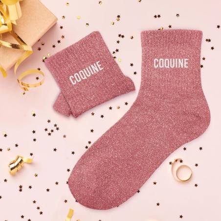 Chaussettes paillettes Coquine idée cadeau femme