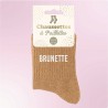 Chaussettes paillettes femme avec message "Brunette"