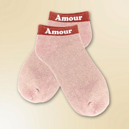 Socquettes à paillettes message Amour