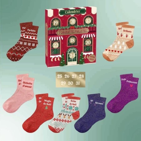 Chaussettes à paillettes Noël calendrier de l'avant