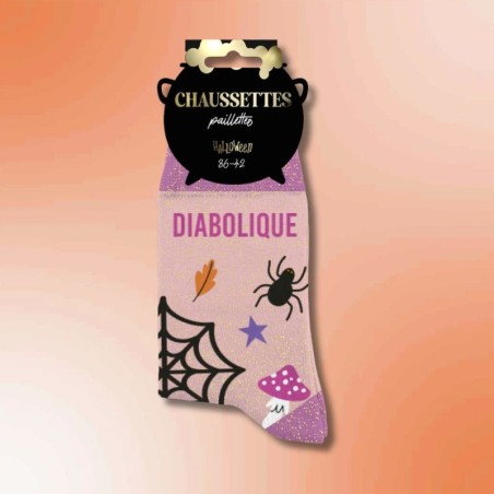 Chaussettes paillettes halloween femme Diabolique