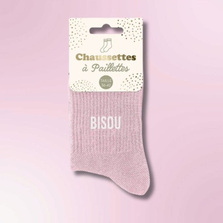 Chaussette paillette femme Bisou