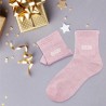 Idée cadeau femme chaussette a paillette message Bisou