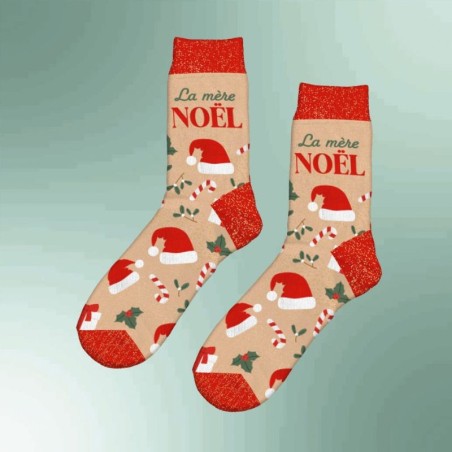 Chaussette à paillette Noël La mère Noël