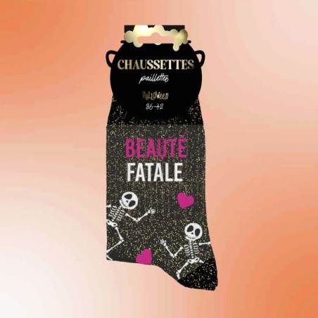 Chaussettes paillettes halloween femme Beauté Fatale