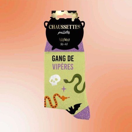 Chaussettes paillettes halloween femme Gang de Vipères
