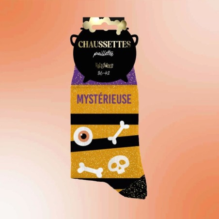 Chaussettes paillettes halloween femme Mystérieuse