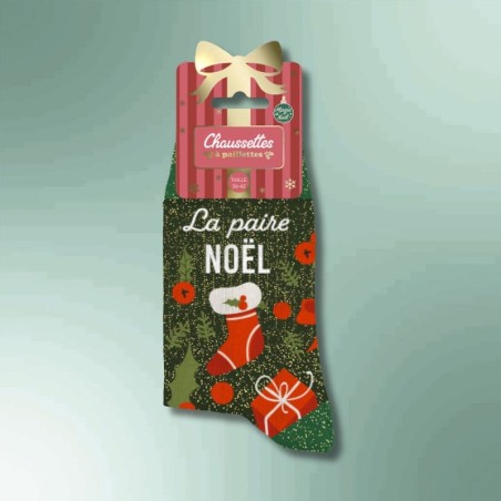 Chaussette paillette Noël femme La Paire Noël