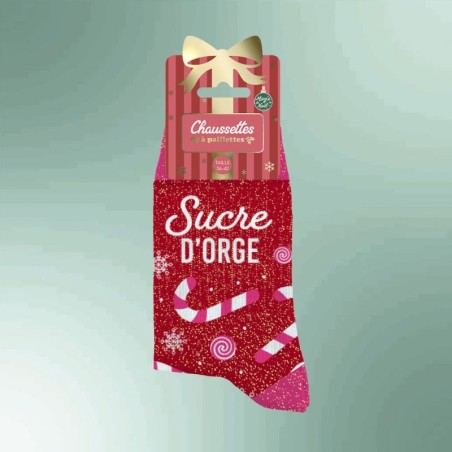 Chaussette paillette Noël femme Sucre d'Orge