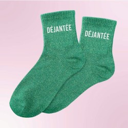Chaussettes paillettes femme avec message "Déjantée"