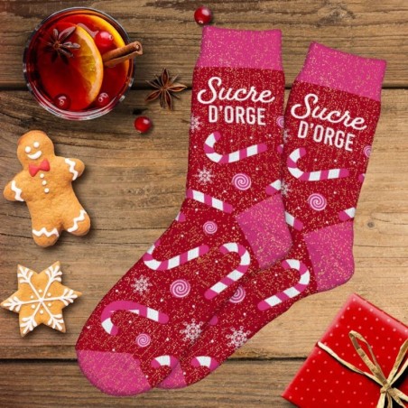 Idée cadeau femme chaussette a paillette message Sucre d'Orge