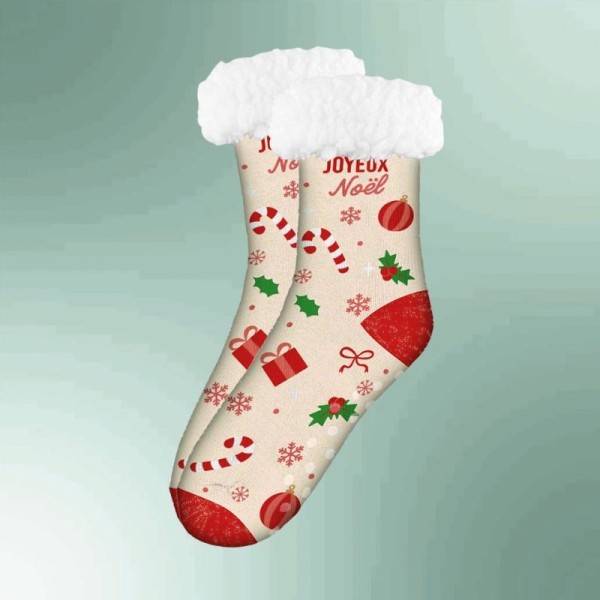 Chaussette polaire à paillette Noël Joyeux Noël