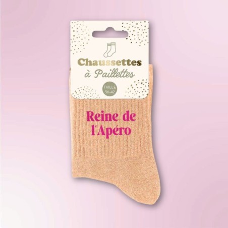 Paire de chaussettes pailletées orange Reine de l'apéro
