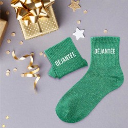Chaussettes paillettes femme avec message "Déjantée"