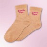 Chaussettes à paillettes Reine de l'apéro couleur pêche