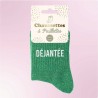 Chaussettes paillettes femme avec message "Déjantée"