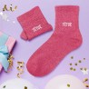 Chaussettes paillettes femme avec message "Têtue"