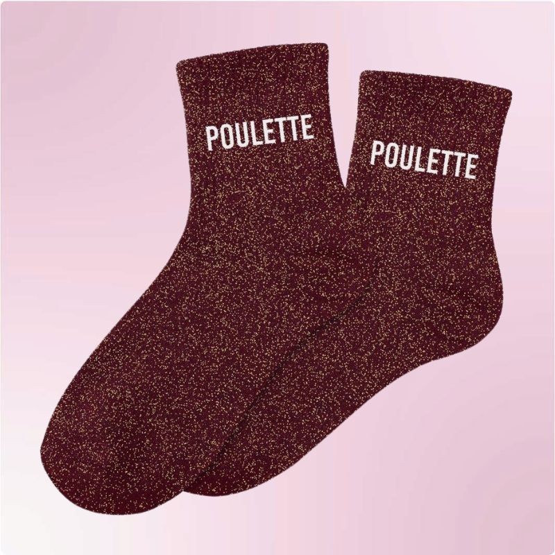 Chaussettes paillettes femme avec message "Poulette"
