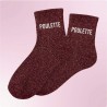 Chaussettes paillettes femme avec message "Poulette"
