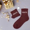Chaussettes paillettes femme avec message "Poulette"