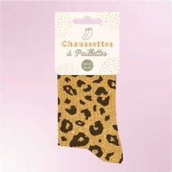 Chaussettes paillettes léopard pour femme