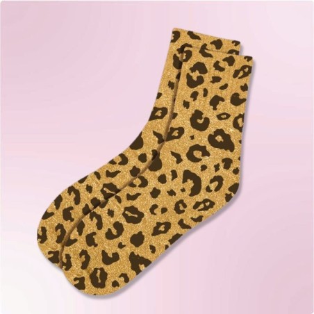 Chaussettes paillettes léopard pour femme